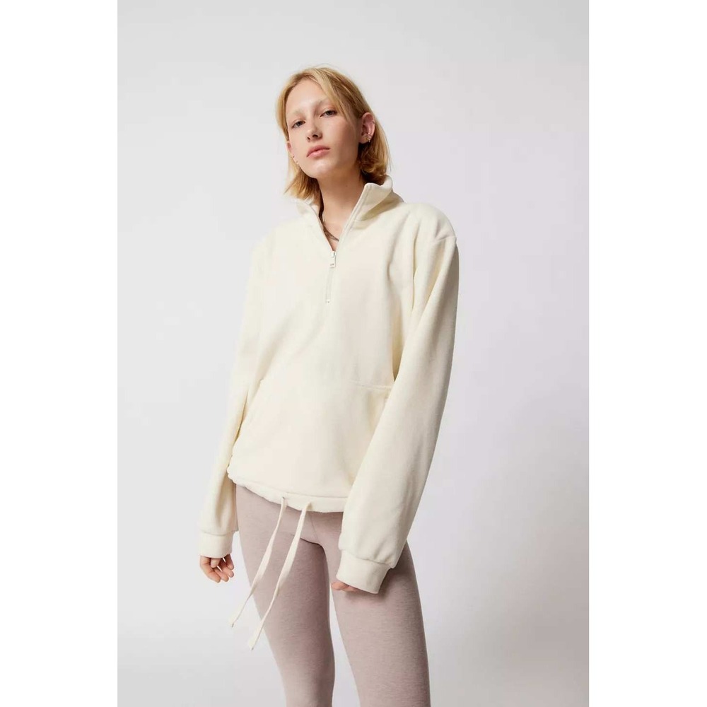 Beyond Yoga New Terrain Fleece Quarter Zip Sweatshirt Medium Cream Gorpcore